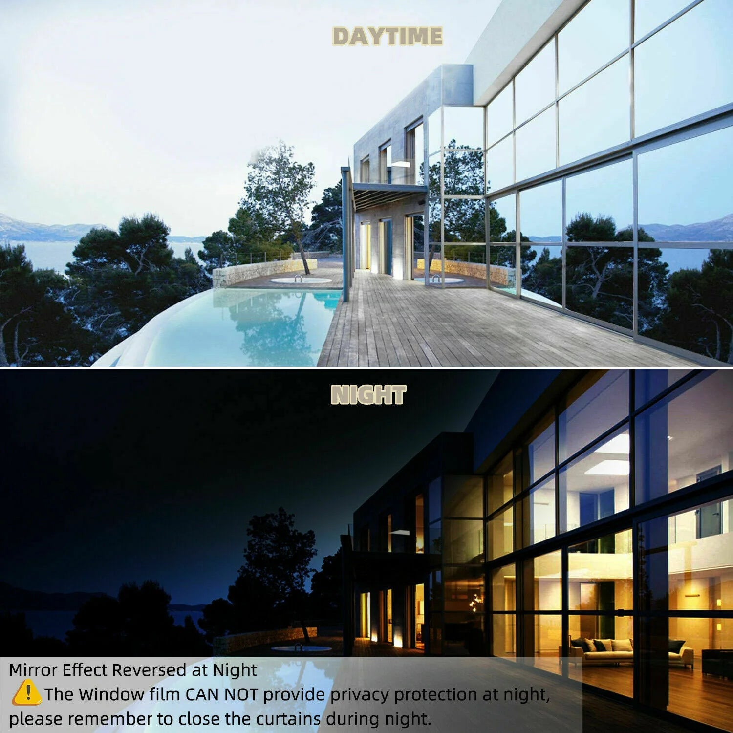 PrivacyShield Reflective Window Film - UV & Heat Blocker for Home/Office - Reflective Privacy Window Film Readi Gear