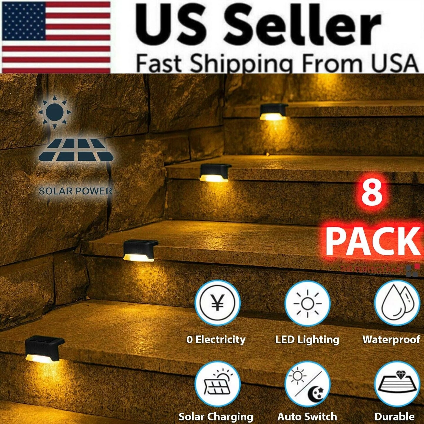 SolarGlow Outdoor Lights for Decks, Steps and Fences (8-Pack) - SolarGlow Outdoor Lights for Decks, Steps and Fences (8-Pack) Readi Gear