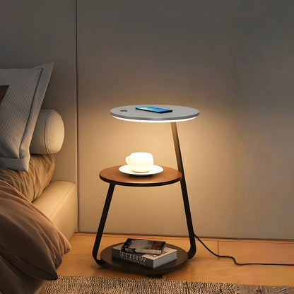 SmartGlow Nightstand: Dimmable LED Nightlight & Wireless Device Charger - Nightstand with light and charger Readi Gear