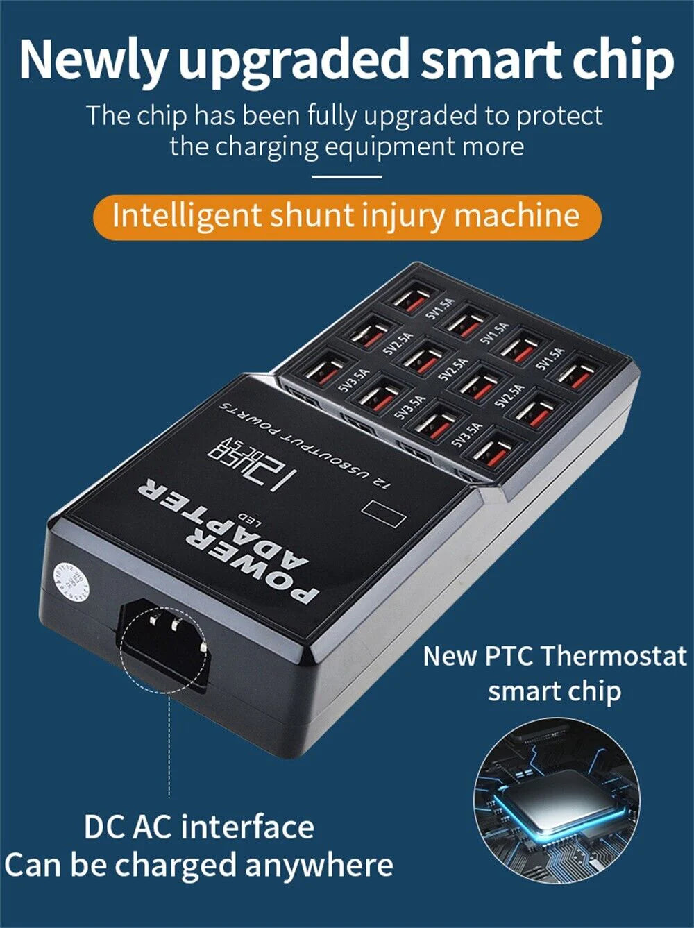 PowerPro 12-Port USB Charging Station: Desktop & Wall Charger Organizer - USB Charging Station Readi Gear