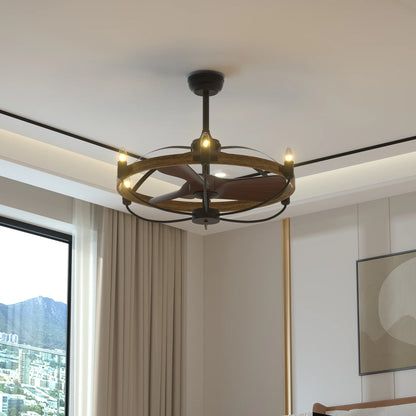 Rustic Farmhouse Caged Fan & Light Fixture with Remote - farmhouse caged ceiling fan light Readi Gear