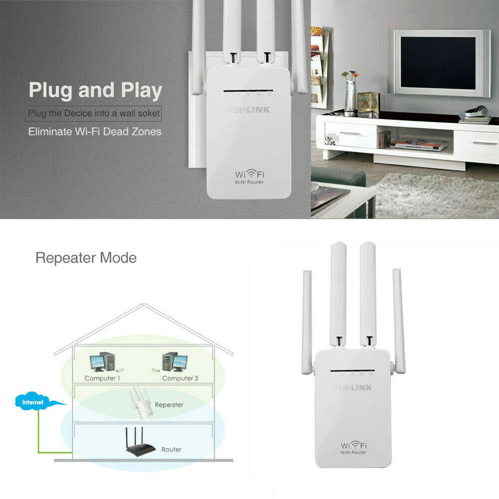 High-Speed Dual Band 1200Mbps WiFi Range Extender Repeater Booster - WiFi Range Extender Readi Gear