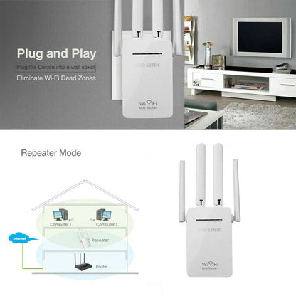 High-Speed Dual Band 1200Mbps WiFi Range Extender Repeater Booster - WiFi Range Extender Readi Gear