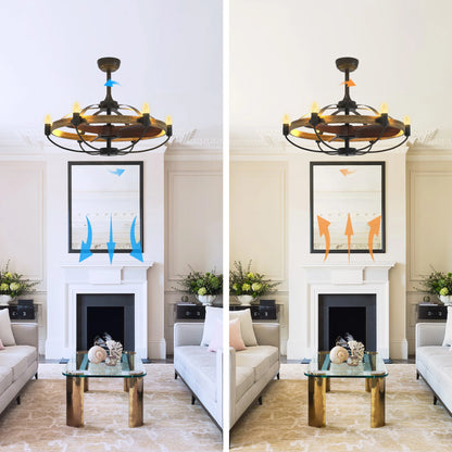 Rustic Farmhouse Caged Fan & Light Fixture with Remote - farmhouse caged ceiling fan light Readi Gear