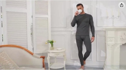 ThermoSkin Fleece-Lined Base Layer Set - Ultra Soft, Stretchy, Breathable