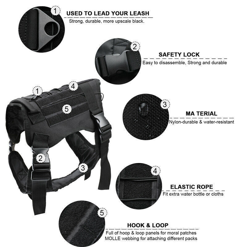 Elite K9 Tactical Dog Harness - MOLLE System & Quick Release - Tactical Dog Harness Readi Gear