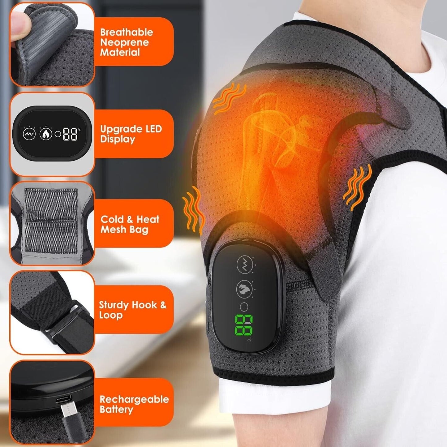 ReliefMax Heated Shoulder Massager - Vibration & Heat for Pain Relief - Vibrating shoulder massager Readi Gear
