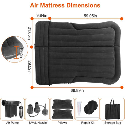 Ultimate Inflatable Car/SUV Mattress – Backseat Bed w/ Pump & 2 Pillows - Car Air Mattress Readi Gear
