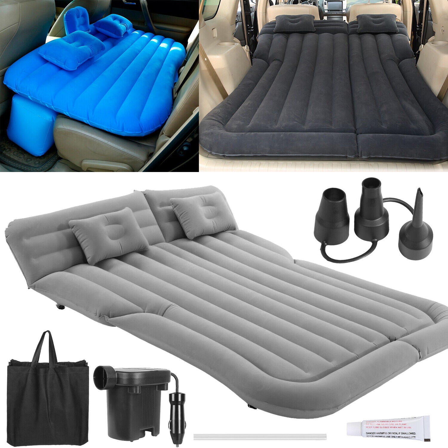 Ultimate Inflatable Car/SUV Mattress – Backseat Bed w/ Pump & 2 Pillows - Car Air Mattress Readi Gear