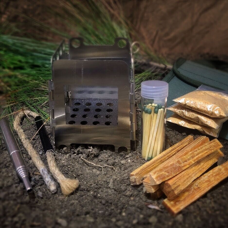 All-in-One Survival Stove Kit - Wood Burning, Fatwood, Matches & More - Survival Stove Kit Readi Gear