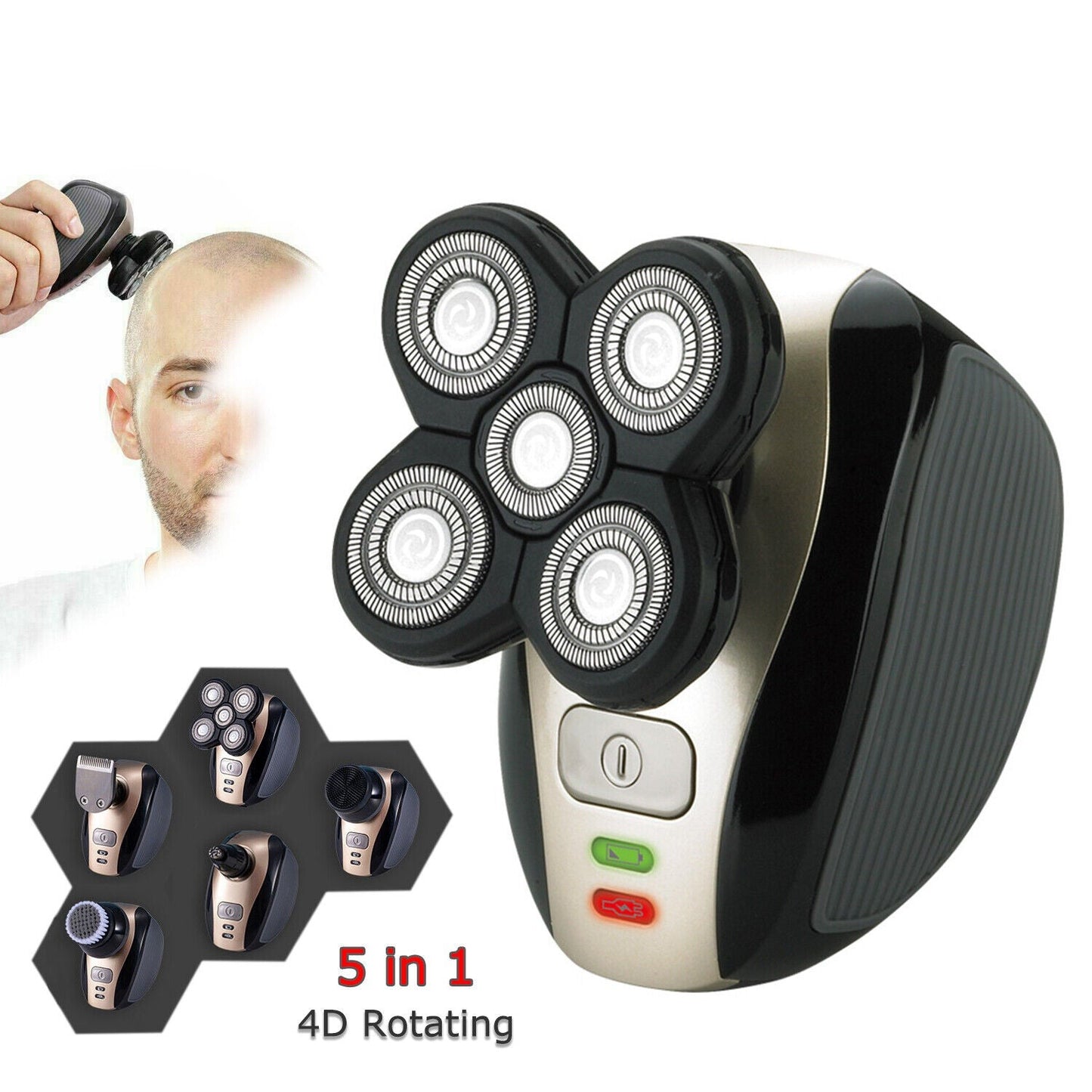 5-in-1 Electric Grooming Kit - 4D Shaver for Head, Beard, Nose & Body - Electric Grooming Kit Readi Gear