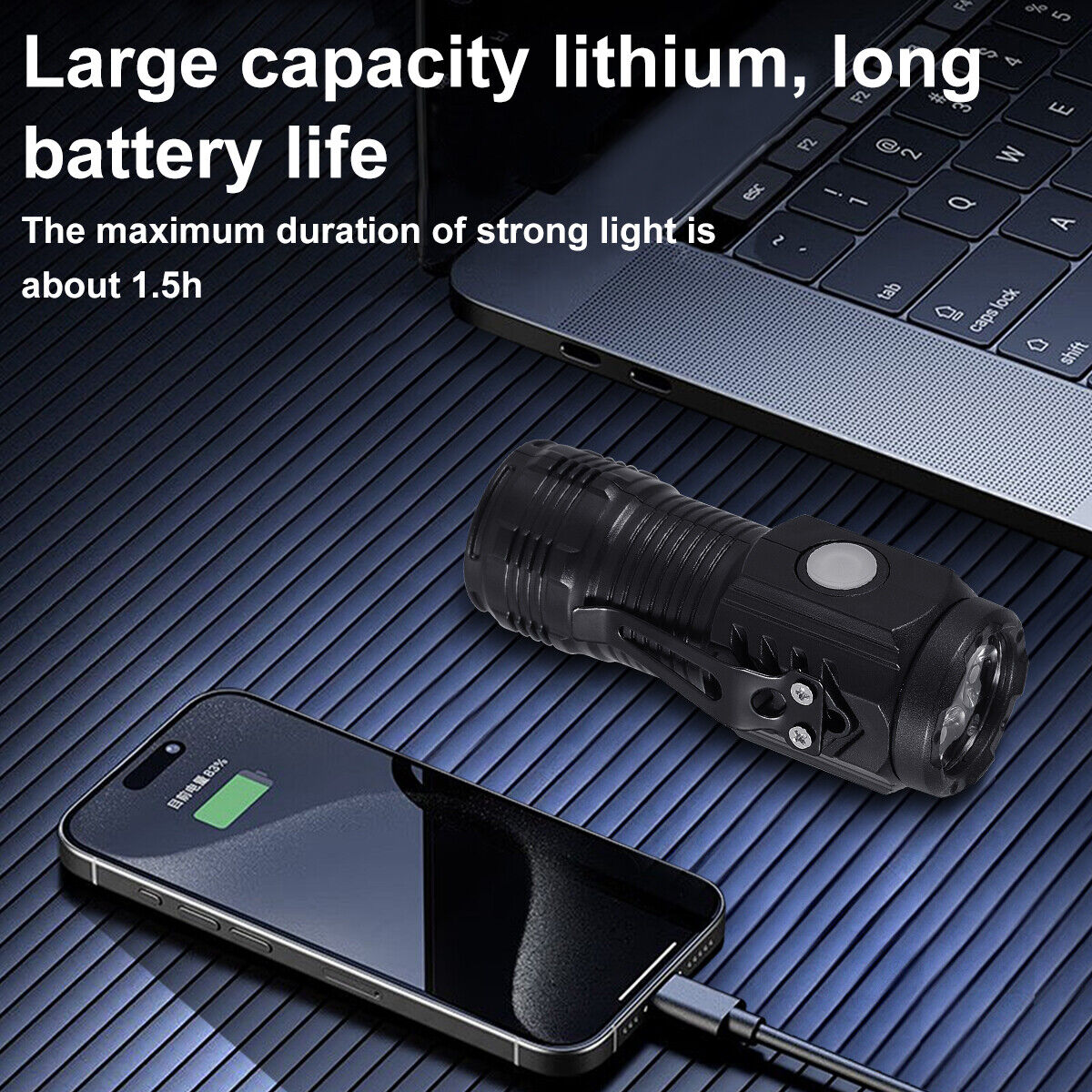 3-PACK Super Bright LED Mini Flashlight USB Rechargeable Pocket Keychain Torch - mini flashlight Readi Gear