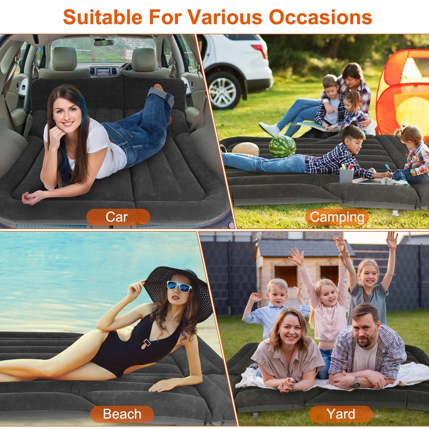 Ultimate Inflatable Car/SUV Mattress – Backseat Bed w/ Pump & 2 Pillows - Car Air Mattress Readi Gear