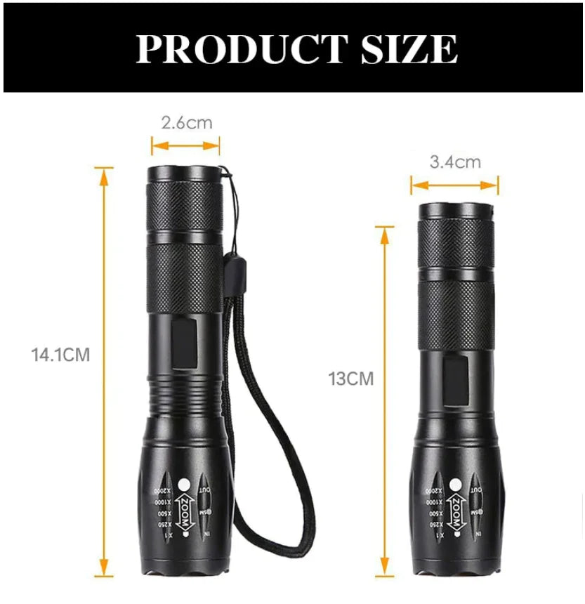 Super-Bright Zoomable LED Tactical Flashlight - Pack of 2 - Readi Gear
