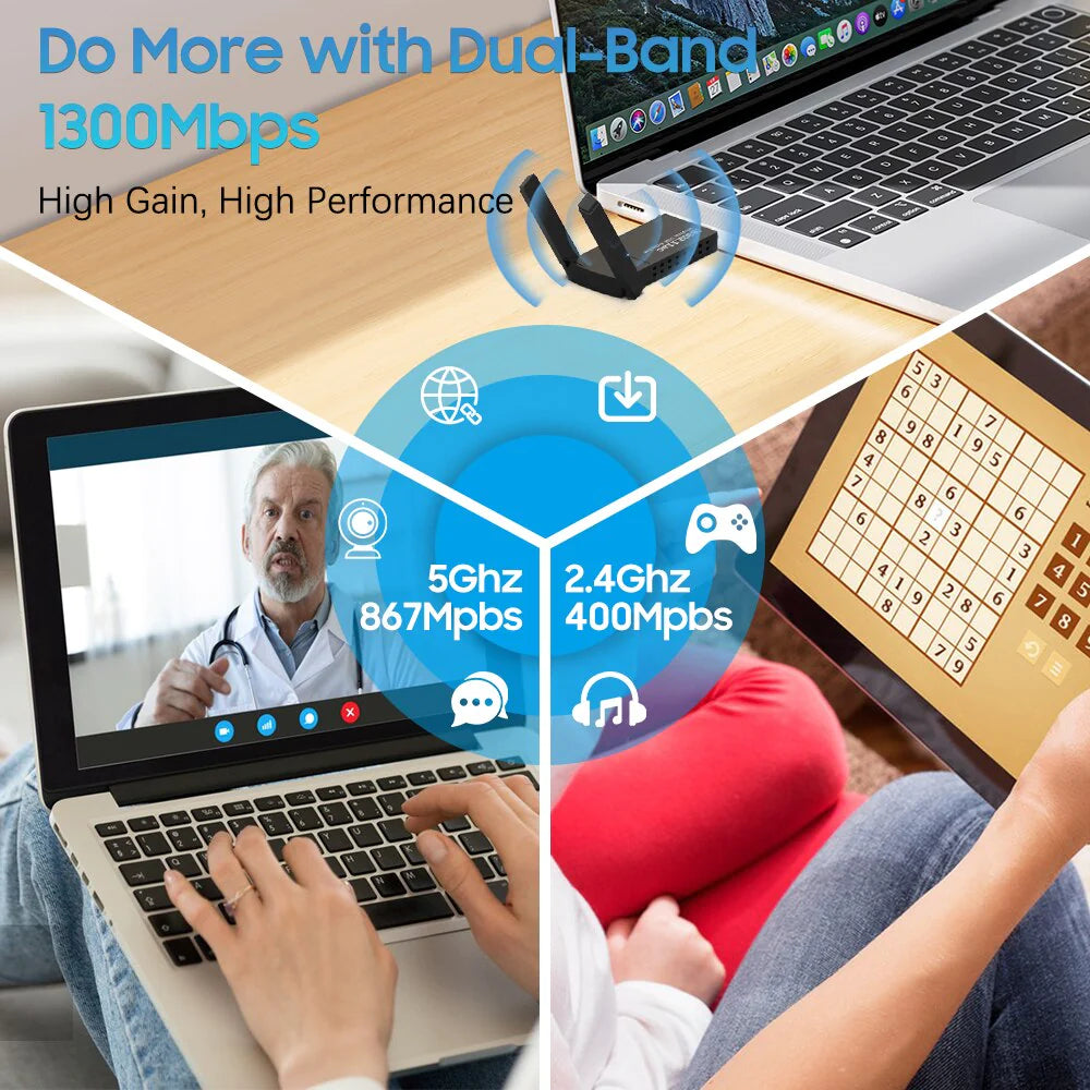 Wireless WiFi Adapter: Experience Lightning Fast Speeds with Dual Band USB 3.0 Connectivity - Readi Gear