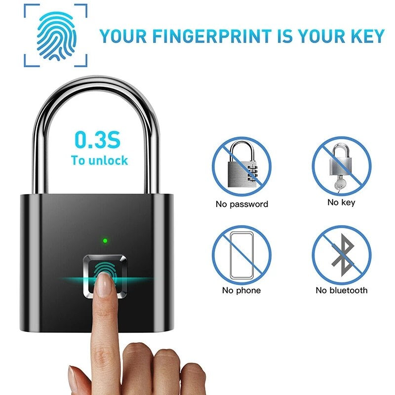 SecureTouch Guardian: Biometric Waterproof Smart Lock - Fingerprint Smart Padlock Readi Gear