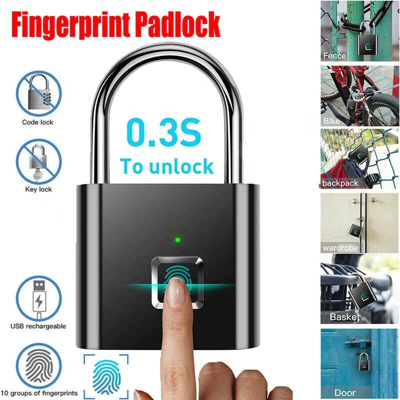 SecureTouch Guardian: Biometric Waterproof Smart Lock - Fingerprint Smart Padlock Readi Gear