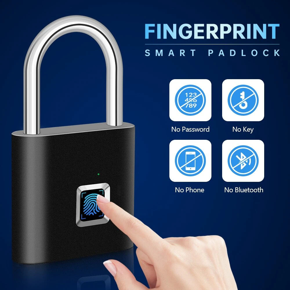 SecureTouch Guardian: Biometric Waterproof Smart Lock - Fingerprint Smart Padlock Readi Gear