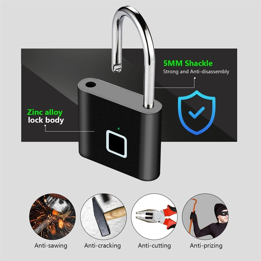 SecureTouch Guardian: Biometric Waterproof Smart Lock - Fingerprint Smart Padlock Readi Gear